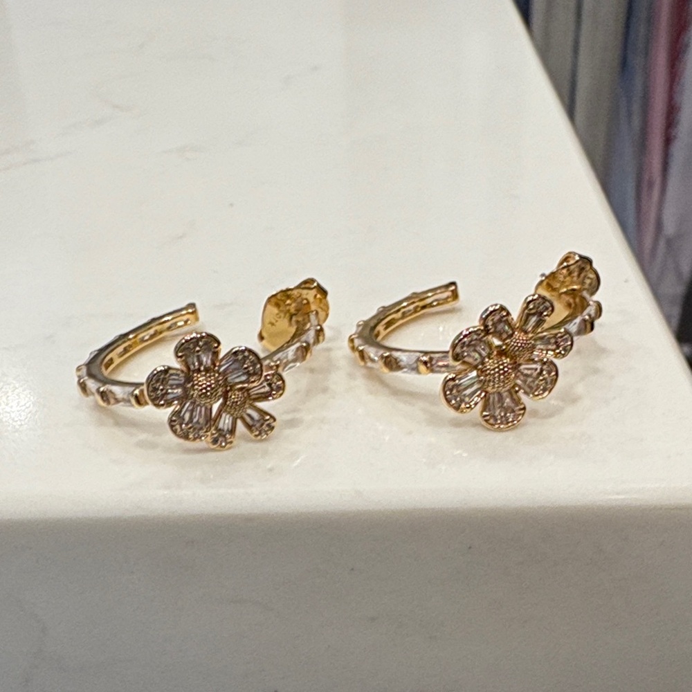 Kate Spade Gold Floral Hoop Earrings